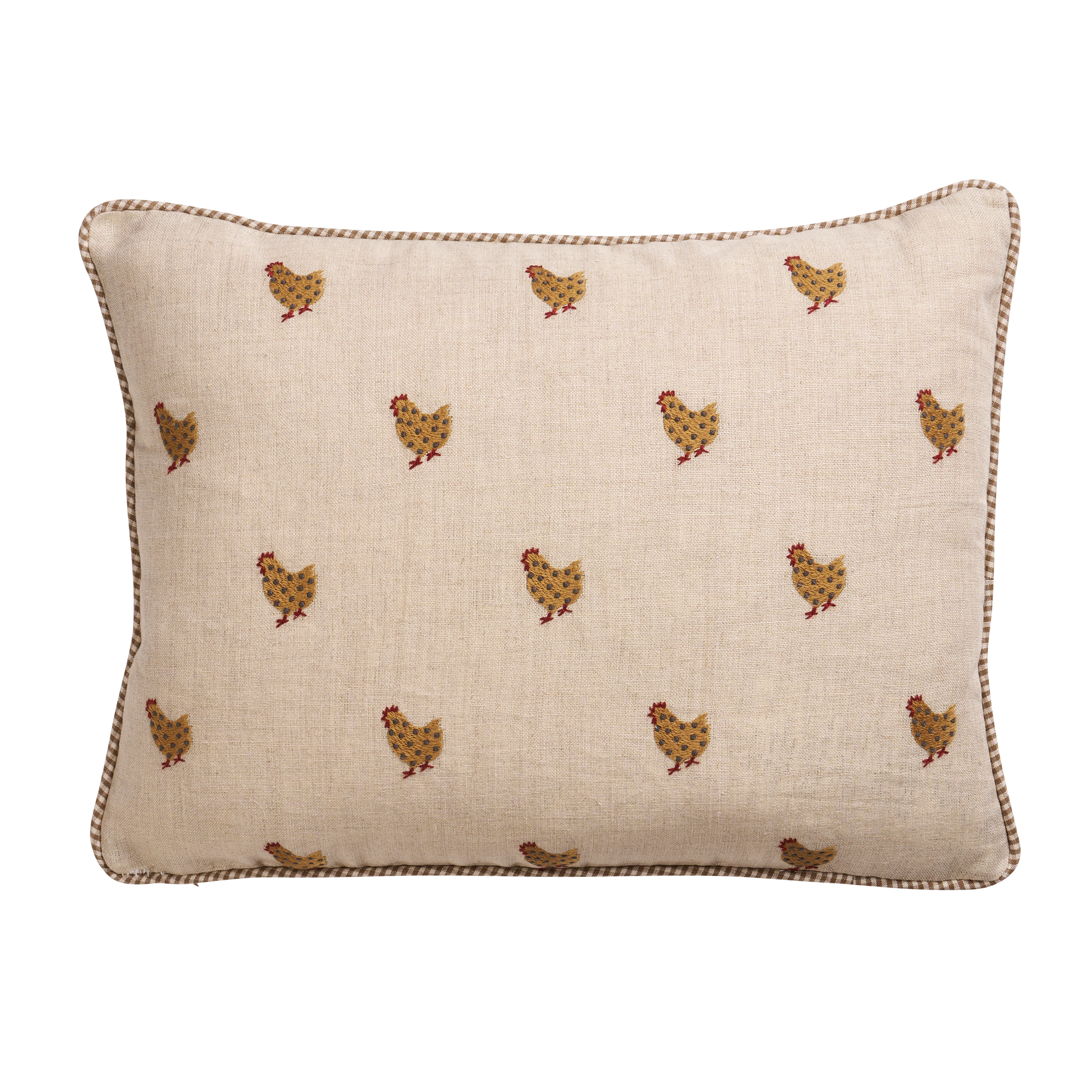 So8595012 | Betsy'S Chicken Embroidery Pillow, Natural - Schumacher Pillows