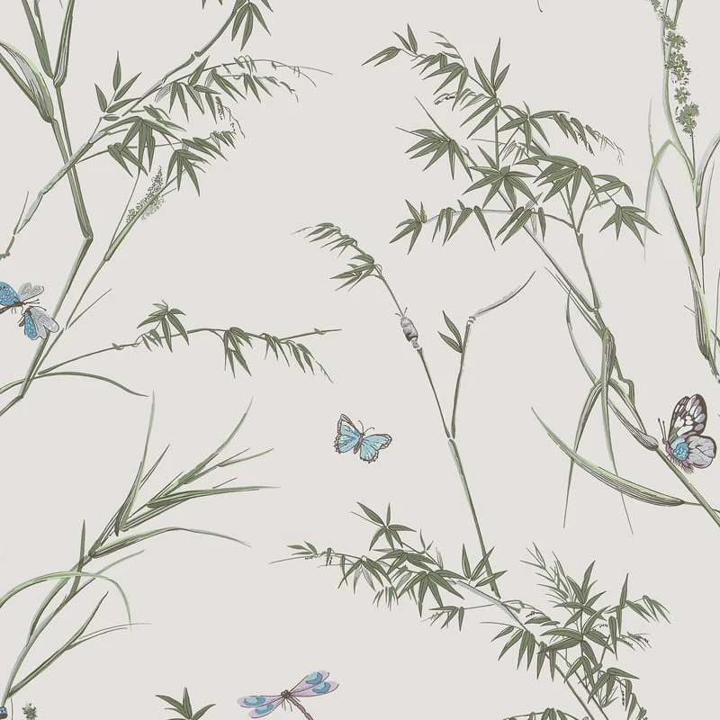 T10526 | Virginia, Beige and Sage - Thibaut Wallpaper