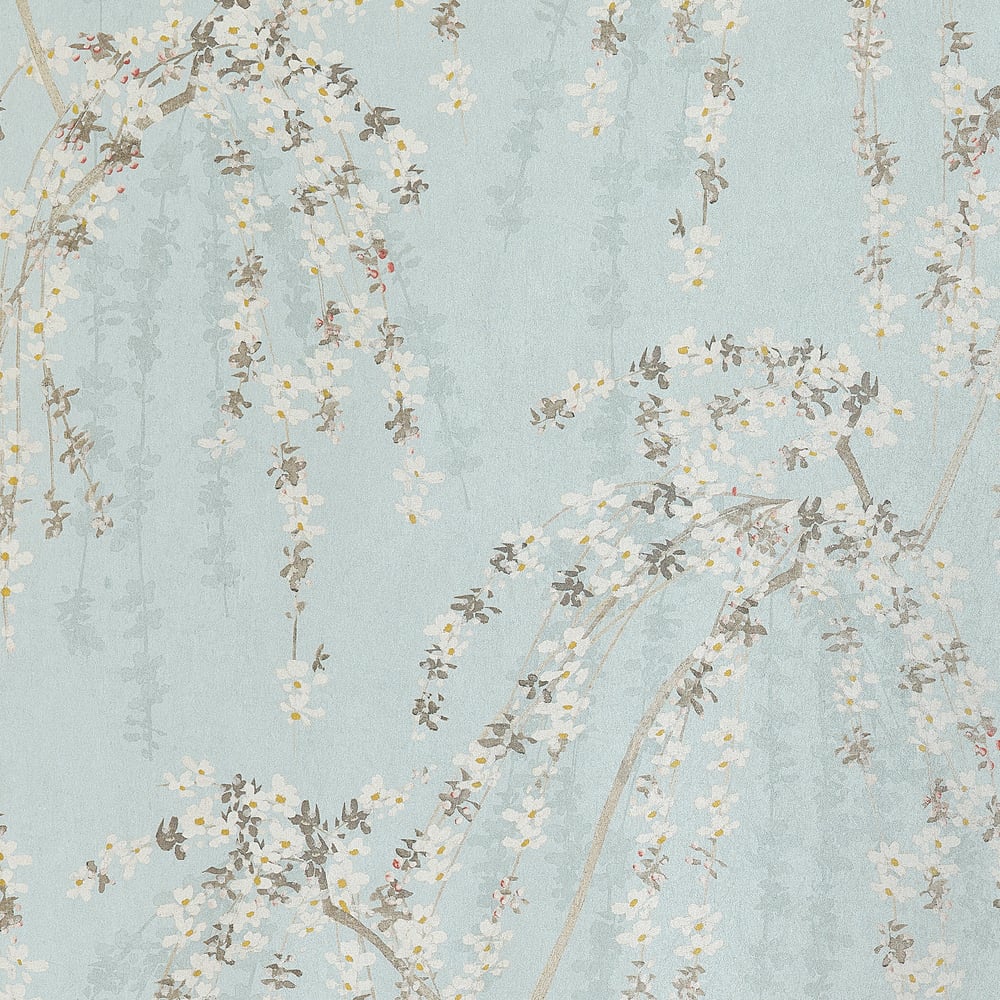 T24456 | Weeping Blossom, Blue - Thibaut Wallpaper