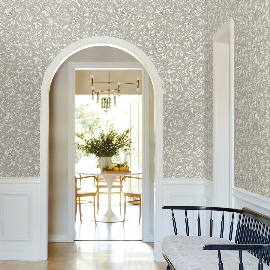 Vp1363 | Jardin, Chatsworth Garden Taupe Floral Trail - Antonina Vella Wallpaper - Image 3