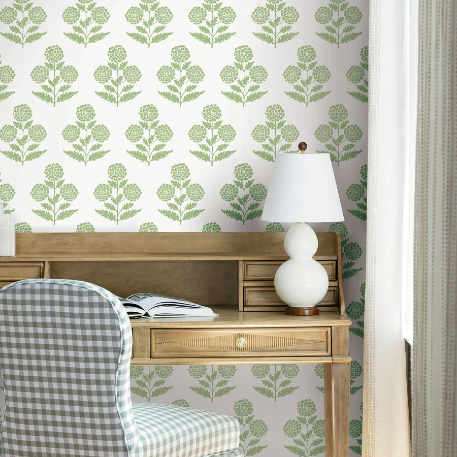 Vp1436 | Jardin, Souci Green Marigolds - Antonina Vella Wallpaper - Image 2