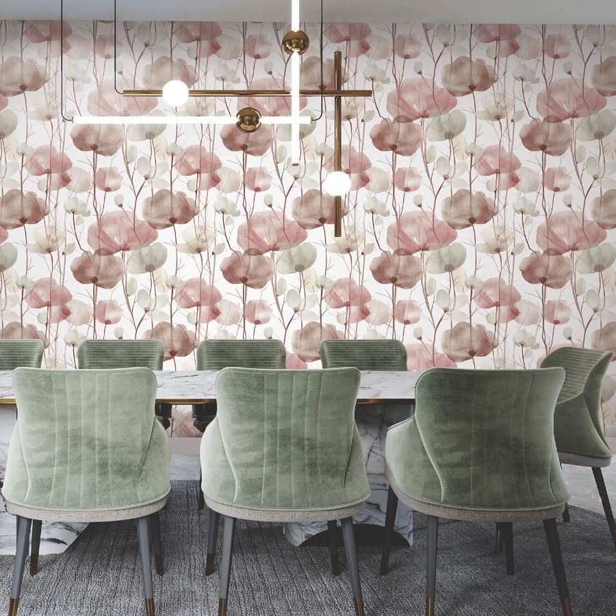 Vr1536 | Caviar, Cotswolds Poppies - Ronald Redding Wallpaper - Image 2