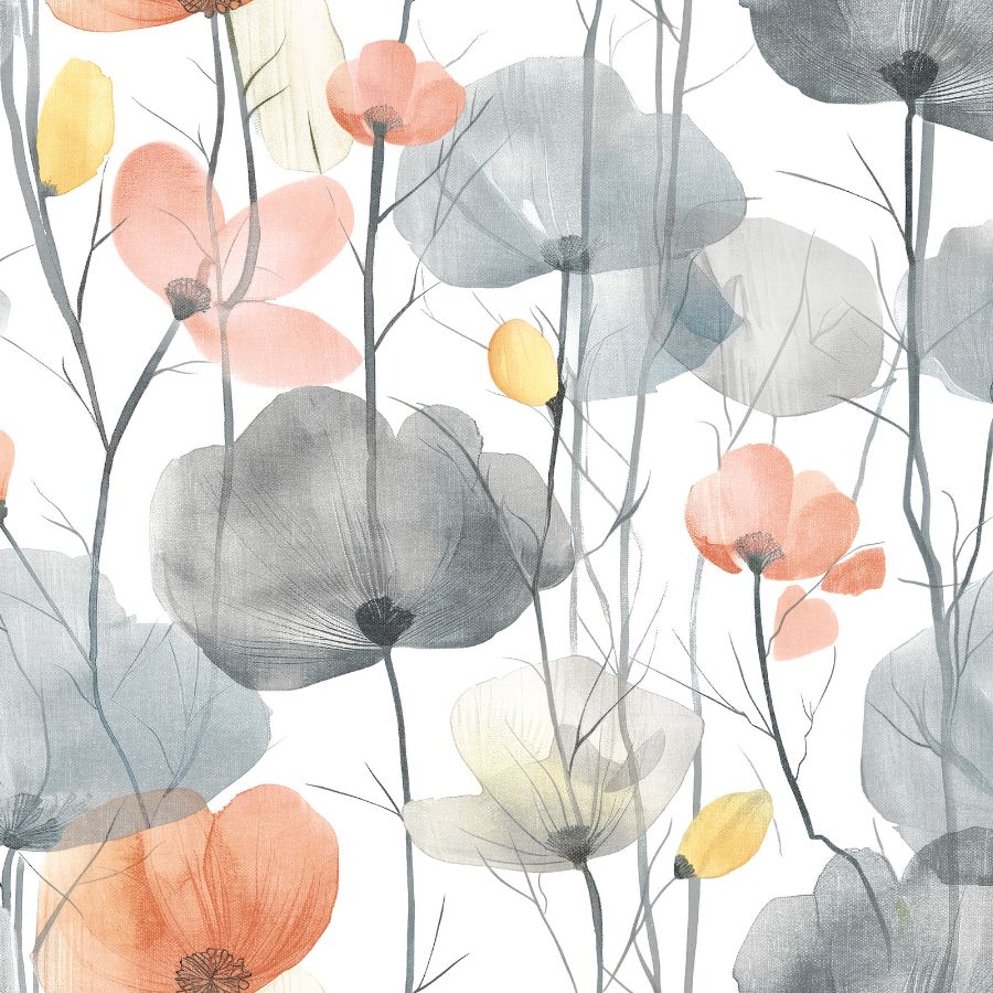 Vr1537 | Caviar, Cotswolds Poppies - Ronald Redding Wallpaper