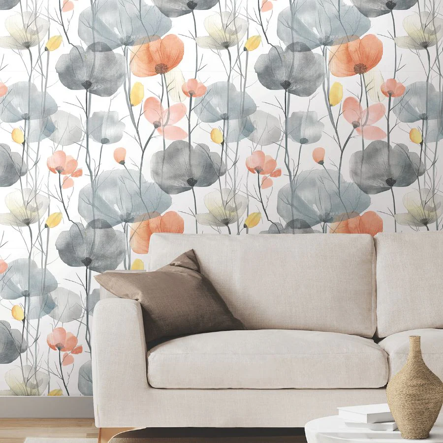 Vr1537 | Caviar, Cotswolds Poppies - Ronald Redding Wallpaper - Image 3
