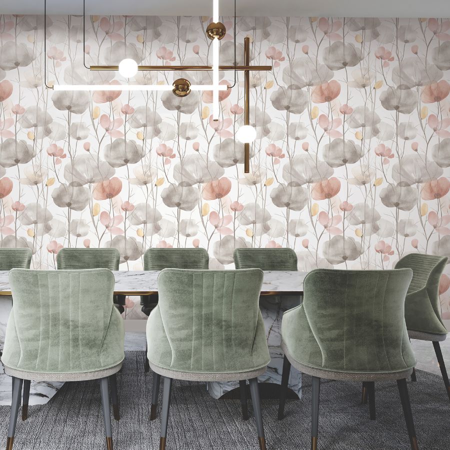 Vr1538 | Caviar, Cotswolds Poppies - Ronald Redding Wallpaper - Image 2