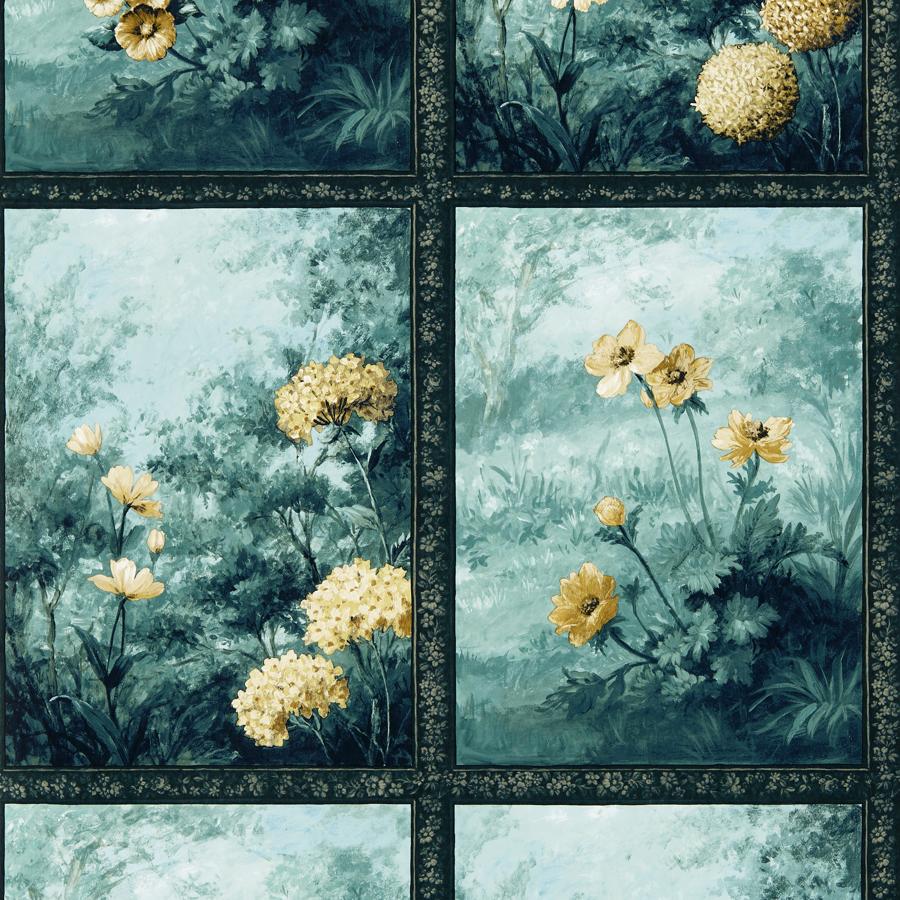 W0155/02 | Artus, Blue Floral - Clarke And Clarke Wallpaper