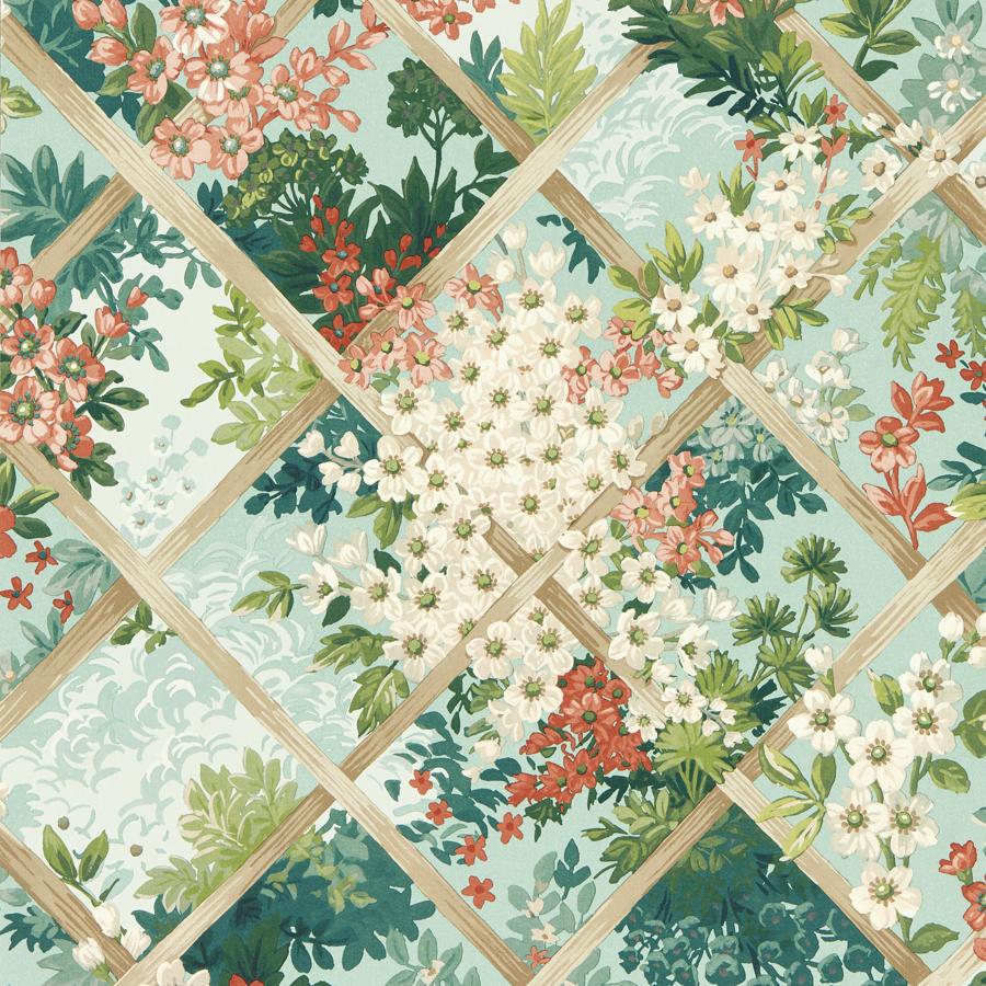 W0195/03 | Maymont, Green Lattice - Clarke And Clarke Wallpaper