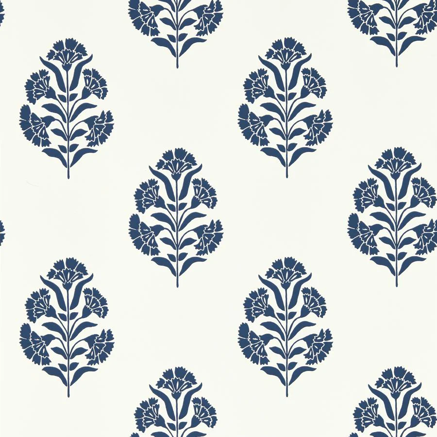 W0199/03 | Standen, Blue Floral - Clarke And Clarke Wallpaper