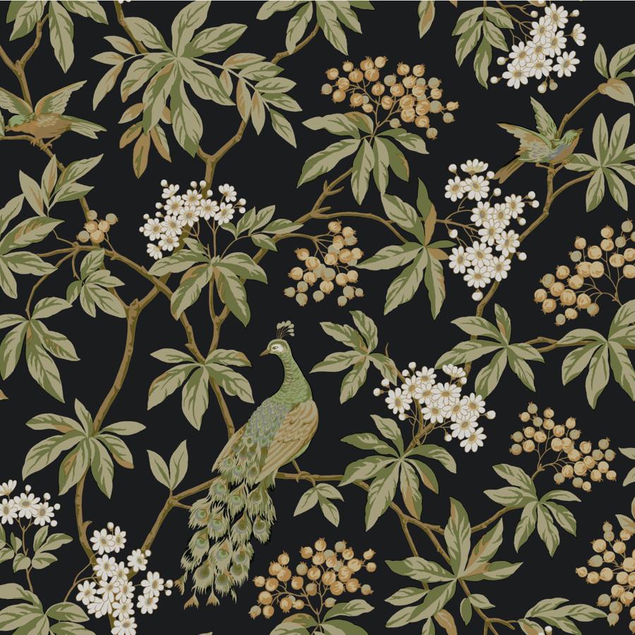 W4413-830 | Kravet Design, Black Botanical - Kravet Design Wallpaper - W4413.830.0